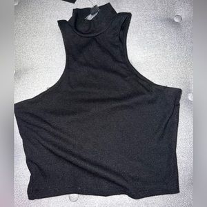 High neck black crop top